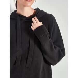 Juliette Hogan Jhl Black Cotton Cashmere Drawstring Hoodie Black Sweater Luxe S